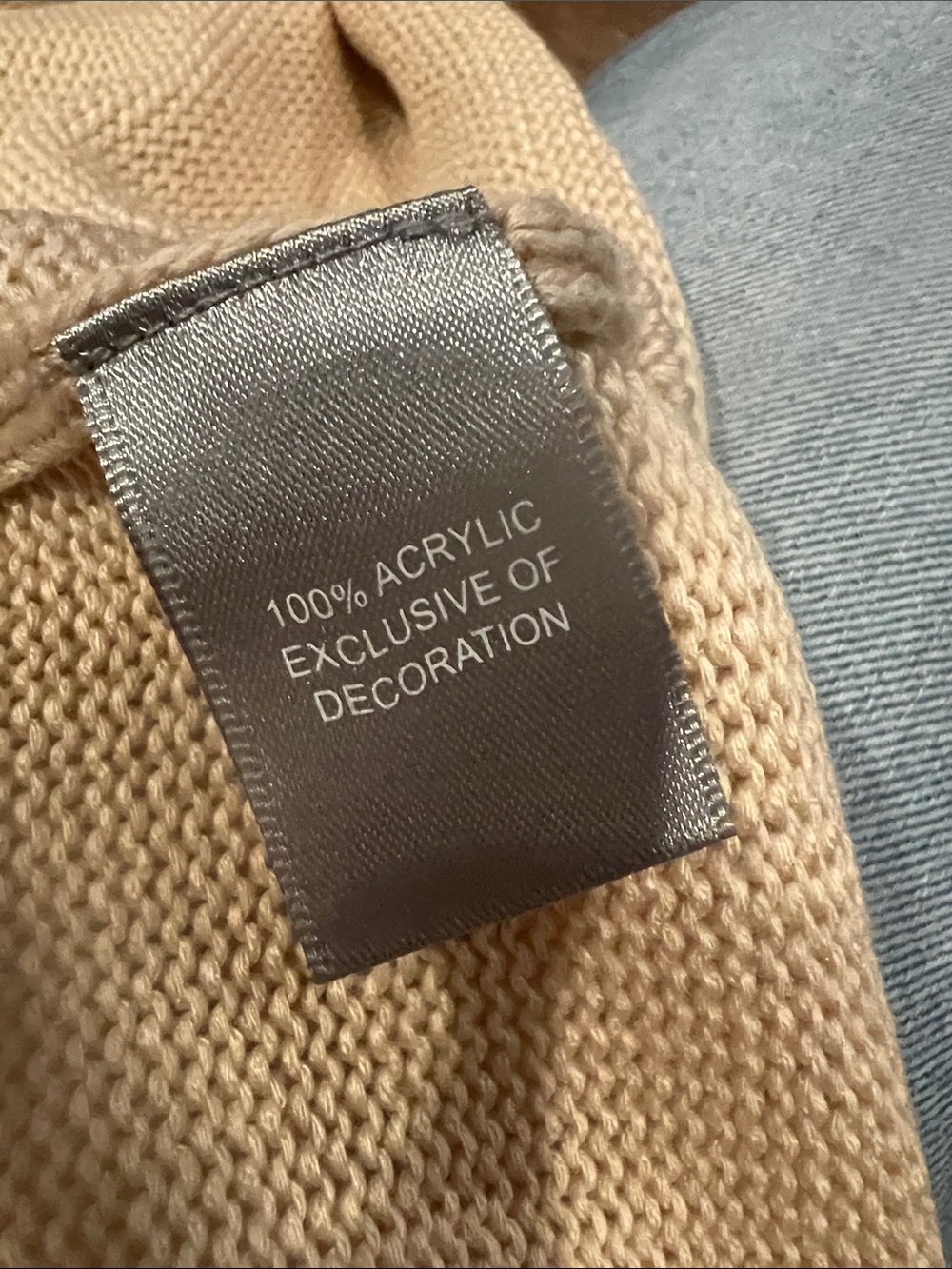 Marled Cream Crewneck Sweater with USA Flag Lettering - Picture 3 of 4